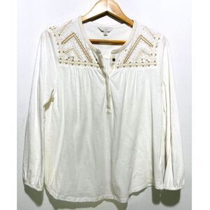 Lucky Brand White Embroidered Blouse